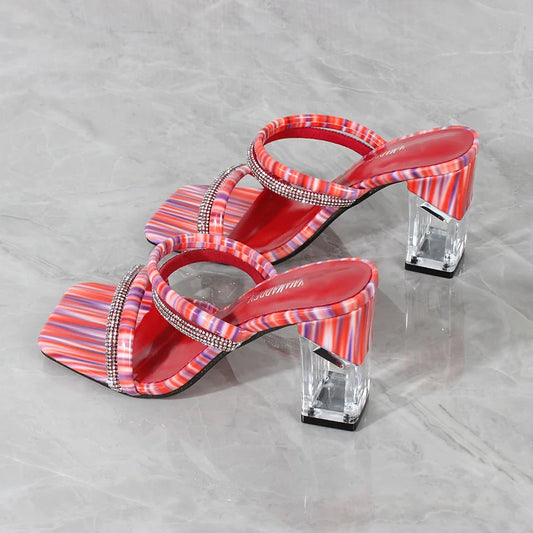 Rhinestone Square Heel Fashion Party Sandals