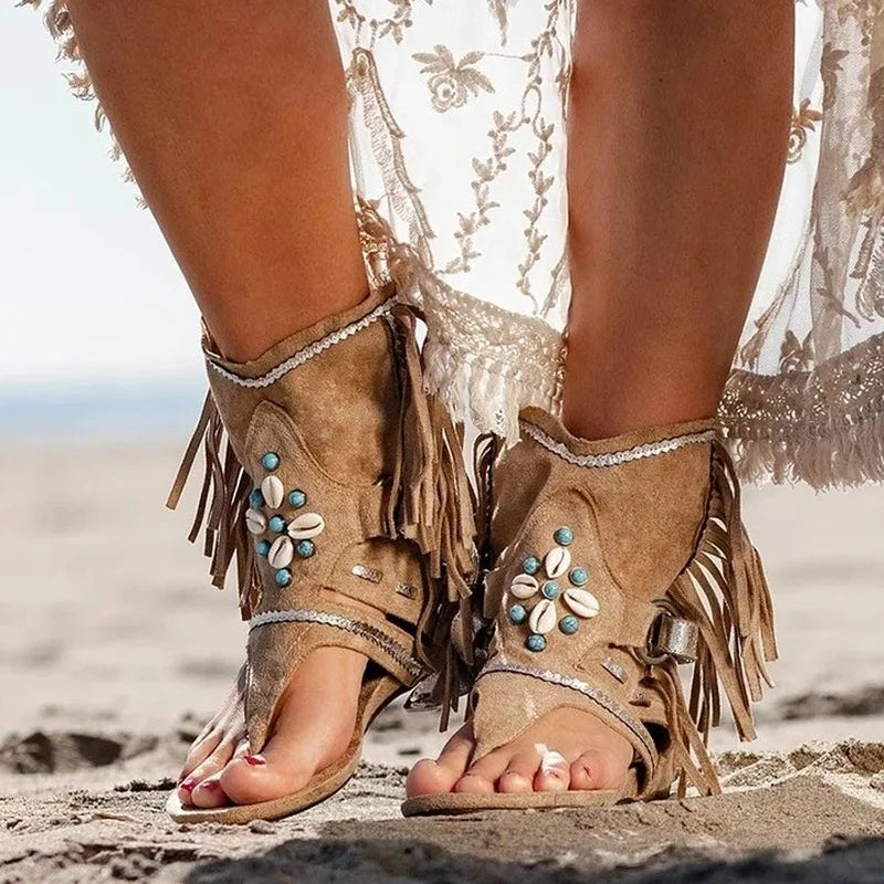 Fringe Flower Beach Casual Flat Sandals