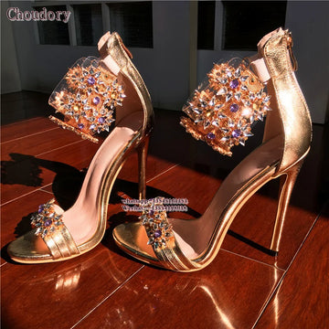 Rhinestones Gold Crystal Sandals