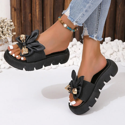 Bowknot Platform Slippers Non-Slip Sandals