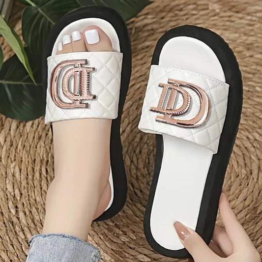 Diamond Grid Luxury Decor Flat Sandals