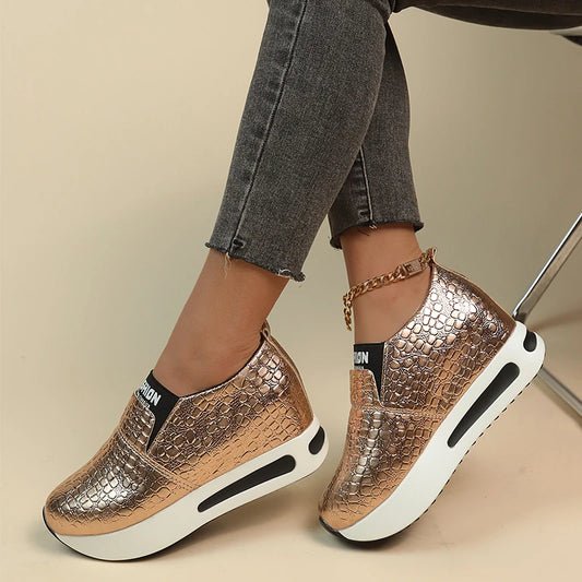 Platform Sneakers Casual Non-Slip Thick Sole  Plus Size Slip-On Loafers