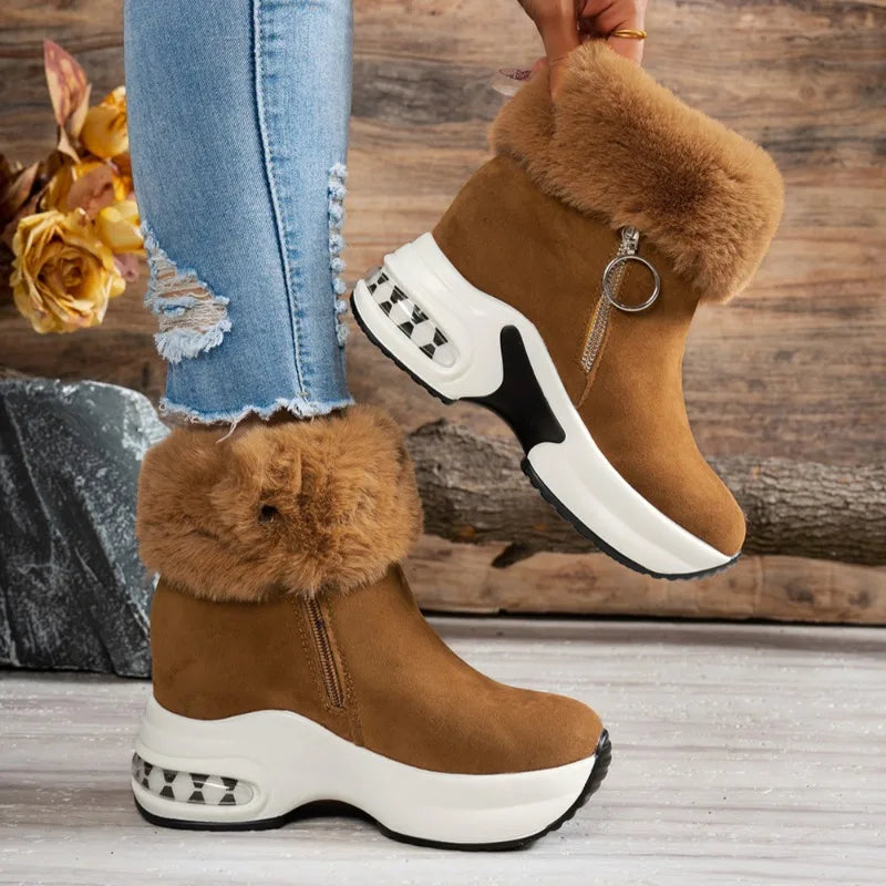 Snow Winter Plush Warm Suede Fur Ankle Platform Boots