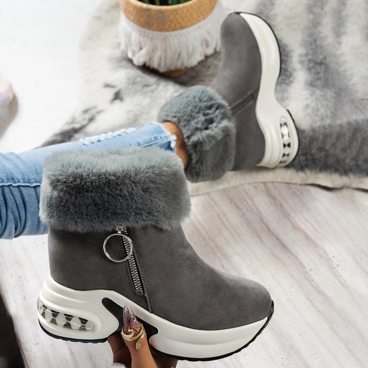 Snow Winter Plush Warm Suede Fur Ankle Platform Boots