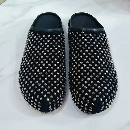 luxurious rhinestone sheepskin slippers real leather