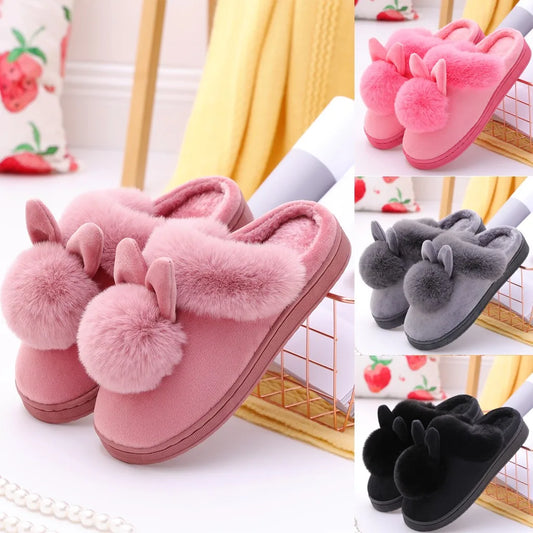 Soft Comfort Home Furry Rabbit Ears Indoor Slippers