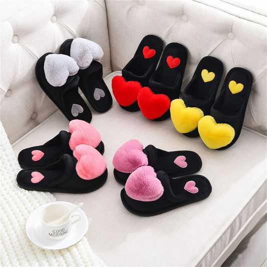 Indoor Warm Slippers Cute Heart Pattern Non-slip