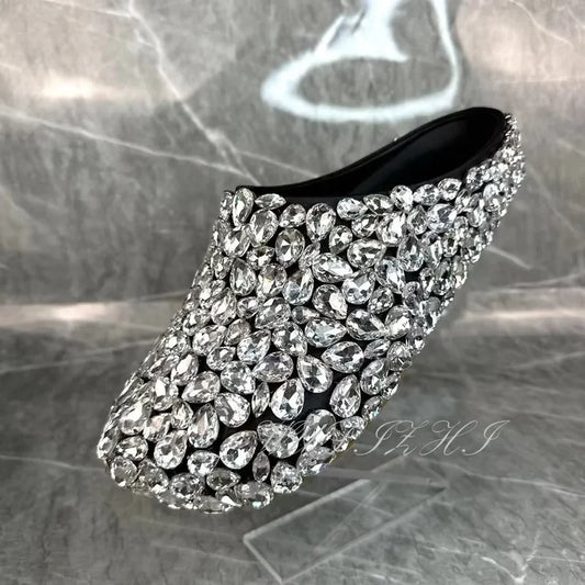 Leather Sole Crystal Glitter Diamond Bling Cover Mule