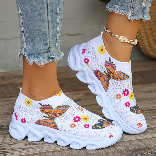 Breathable Knitting Flats Comfortable Soft Sole Sneakers