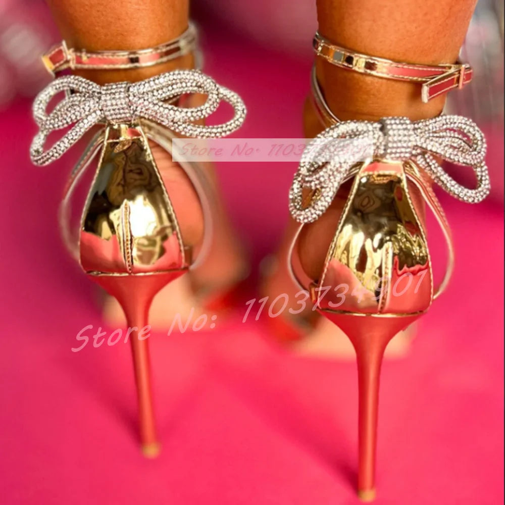 Pointy Toe Crystals Bow-Knot Sandals