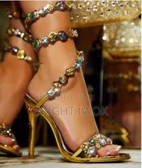 Gold Silver Rhinestone Glittering Stiletto Sandals OpenToe